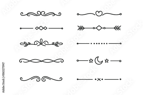 Collection of decorative line dividers and ornaments
