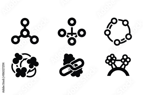 Molecular Science Chemistry Icons with Bonding Structures