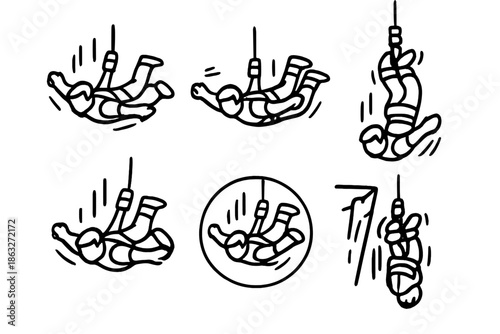 Skydiver Line Art Icons