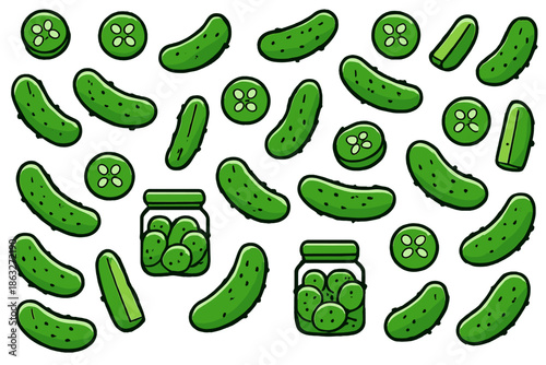 Green pickle pattern on a gradient background