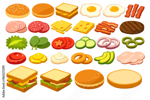 Assortment of Burger and Sandwich Ingredients