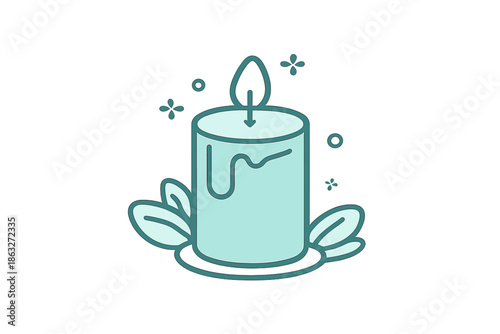 Candle with leaves and glowing aura