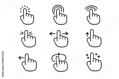 Set of hand gesture icons for touch screen devices