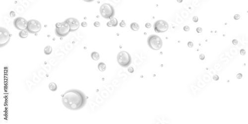 Transparent Water Drops on Isolated Transparent Background with Realistic Liquid Water Droplets Top View Condensation Effect Fresh Cool Wet Spray Bubble Splash Surface Pattern