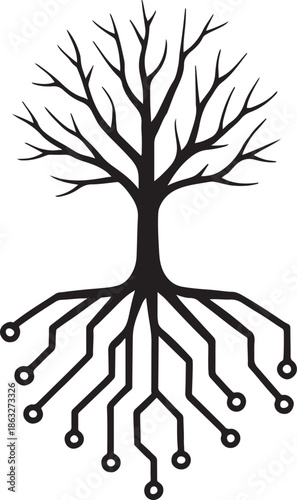 silhouette vector art of a empty tree circuit