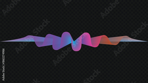 Abstract colorful sound wave visualization of audio frequency spectrum or equalizer graphic element, vector illustration