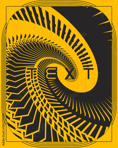 Geometric Text Poster Yellow Black Visual Art