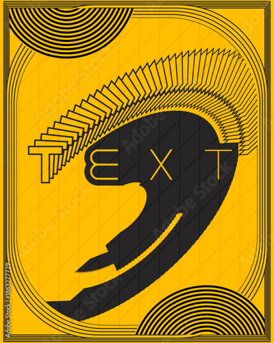 Optical Illusion Type Typography Poster Yellow Black Spiral Motion