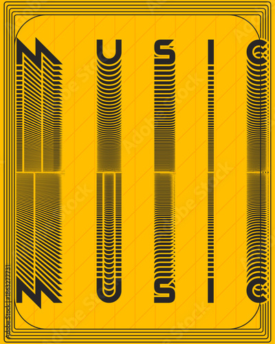 Modern Music Typography Poster Yellow Abstract Digital Style
