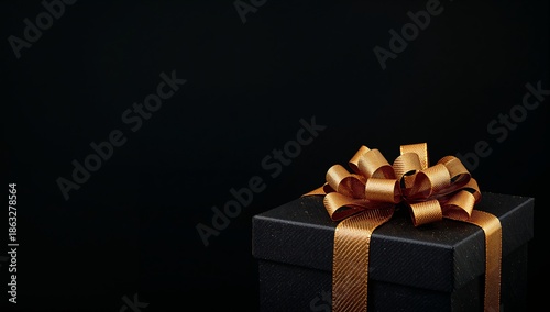 Gift Box With Brown Ribbon on a Black Background for Special Occasions and Ce...