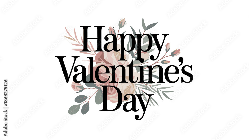 Fototapeta premium A beautiful Valentine's Day greeting with floral arrangement.