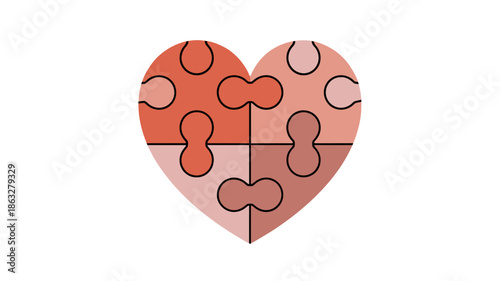 Heart-shaped puzzle, symbolizing love and connection.