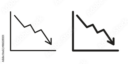 Arrow trend-down icons Black symbol on transparent background. EPS10