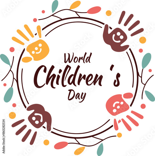 Create one single vector illustration text world.