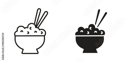 Bowl rice icons Black symbol on transparent background. EPS10