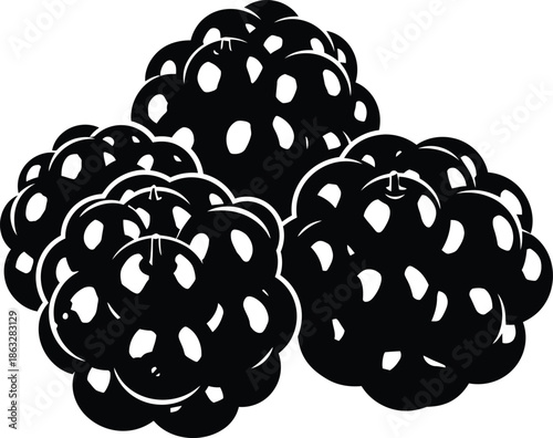 Blackberry vector illustration, blackberry clipart silhouttee on transparent background AI Generative