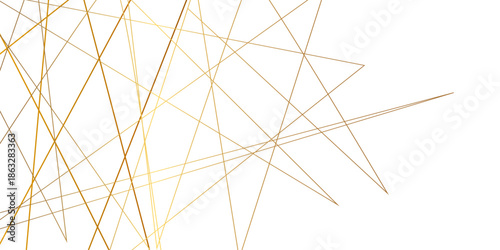 Abstract luxury geometric line texture on white background with intersecting thin gold and bronze strokes, minimalist chaotic stripe pattern for modern premium vector design