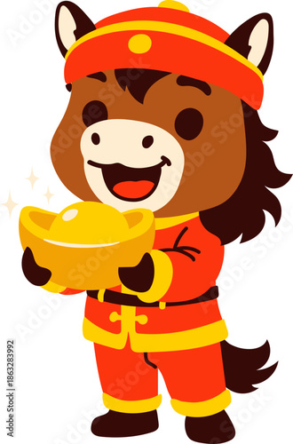 Happy Chinese Horse with Yuanbao