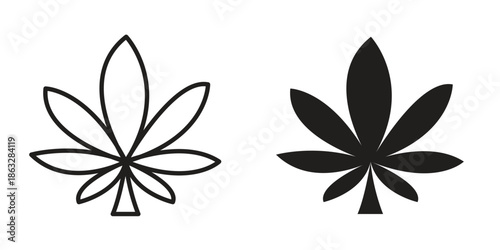 Cannabis icons Black symbol on transparent background. EPS10