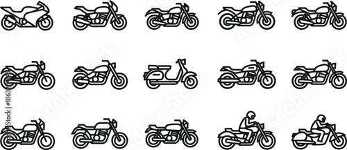 Vehicle Transport Icons Set Outline Style
