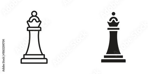 Chess queen icons Black symbol on transparent background. EPS10