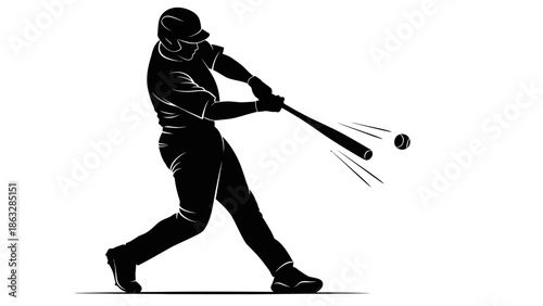 A black vector illustration featuring a golf player silhouette and baseball player silhouette alongside an athlete in action during a winter sports competition with a hockey stick and ball