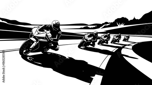 Black silhouette drawing of a man with a guitar and a weapon near a helicopter and boat for music and sport transportation design