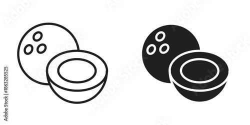 Coconut icons Black symbol on transparent background. EPS10