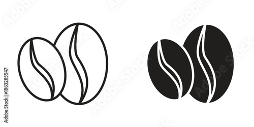 Coffee beans icons Black symbol on transparent background. EPS10