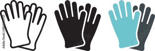 Industrial protective work gloves icon set for construction and safety concepts vector design