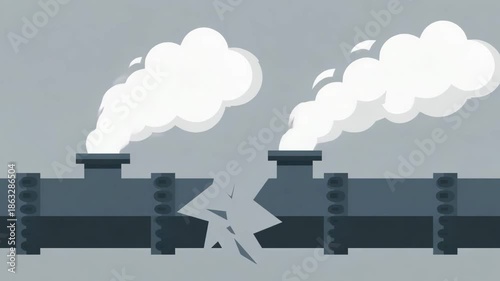 industrial pipes broken cracking leak steam problem video animation