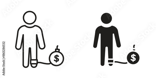 Debt icons Black symbol on transparent background. EPS10