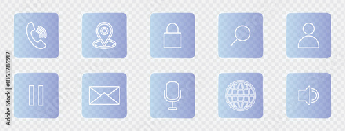 Digital Interface: a collection of minimalistic icons, each one symbolizing the core functions, the global connectivity, and fundamental navigation tools in a digital experience.  vector illustration
