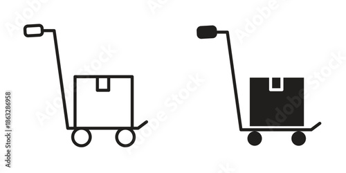 Dolly flatbed icons Black symbol on transparent background. EPS10