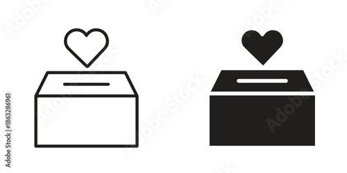 Donation box icons Black symbol on transparent background. EPS10