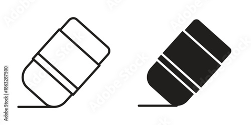 Eraser icons Black symbol on transparent background. EPS10