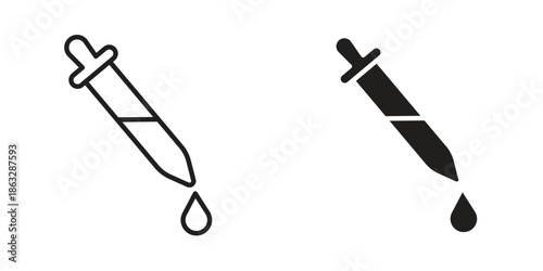 Eye dropper half icons Black symbol on transparent background. EPS10