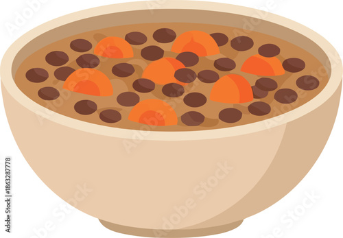 Ramadan Iftar Lentil Soup Vector Clipart, Traditional Islamic Food Illustration