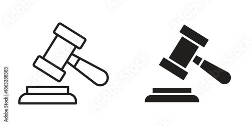 Gavel icons Black symbol on transparent background. EPS10