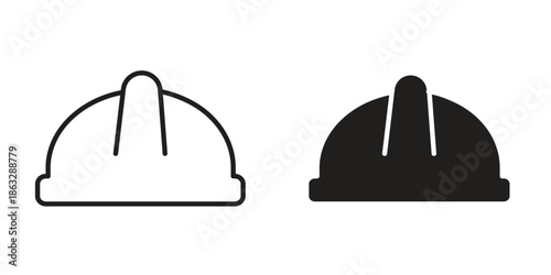 Hard hat icons Black symbol on transparent background. EPS10