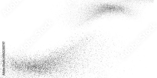 Monochrome stipple gradient, soft speckle bloom and haloed center, subtle vignette ring. Fine dot dispersion, airy fade, clean negative core; vector illustration