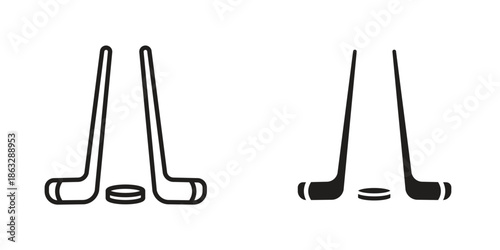 Hockey sticks icons Black symbol on transparent background. EPS10