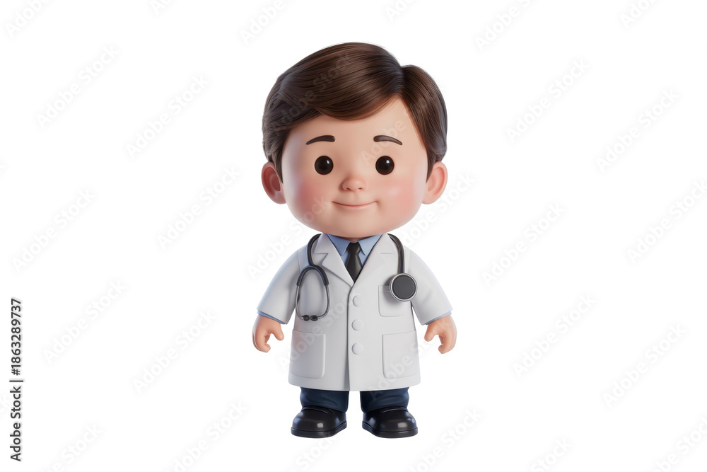 Fototapeta premium Cartoon doctor character with stethoscope