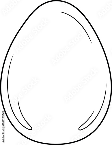 Simple hand drawn black and white egg outline with subtle highlights isolated on a transparent background vector illustration