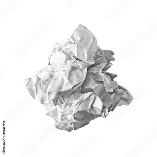Crumpled white paper isolated