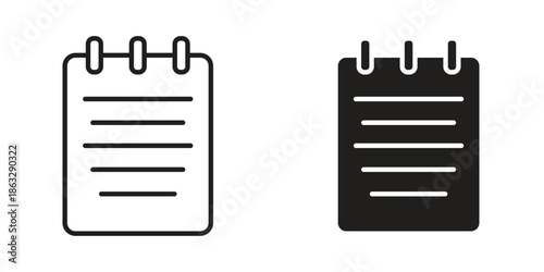 Memo Pad icons Black symbol on transparent background. EPS10