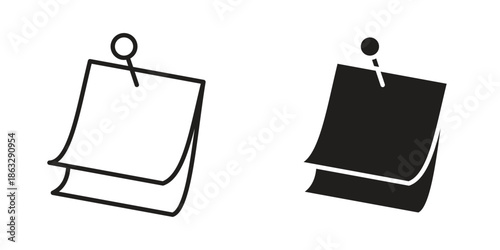 Note sticky icons Black symbol on transparent background. EPS10