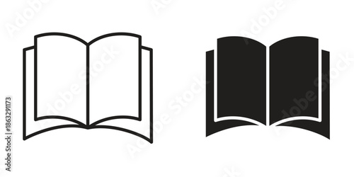 open book icons Black symbol on transparent background. EPS10