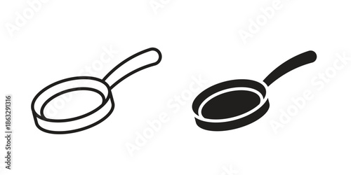 Pan frying icons Black symbol on transparent background. EPS10
