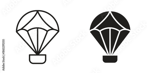 Parachute icons Black symbol on transparent background. EPS10